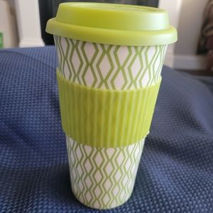 MULBERRY HOME COLLECTION hot beverage travel mug w/silicone lid & sleeve green